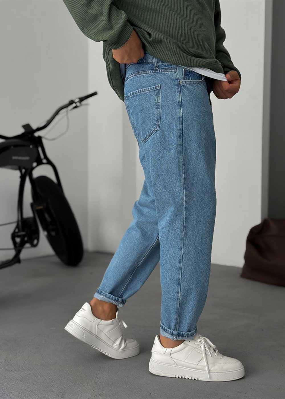 Basic Παντελόνι Τζιν Loose Fit - Ανοιχτό Μπλε – 4