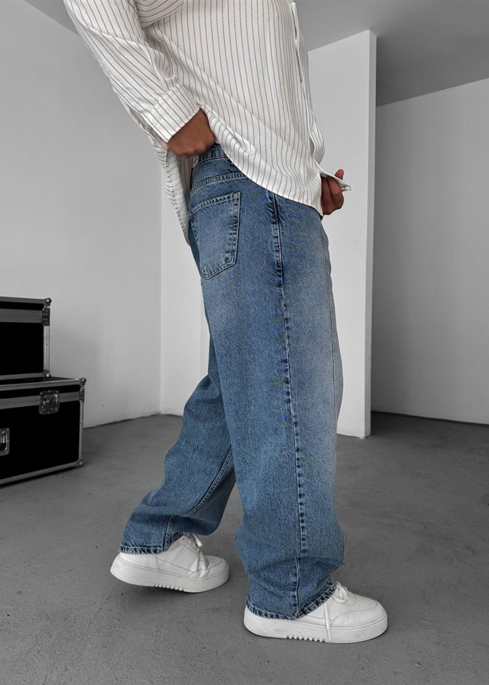 Baggy Jean με Τονισμένη Μπροστινή Ραφή – Γαλάζιο – 3