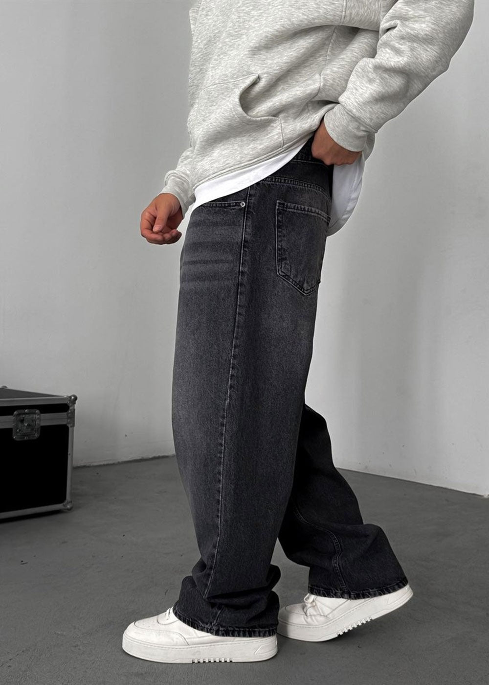 Baggy Relax Denim Τζιν Παντελόνι Ξεβαμμένο – Ανθρακί – 4