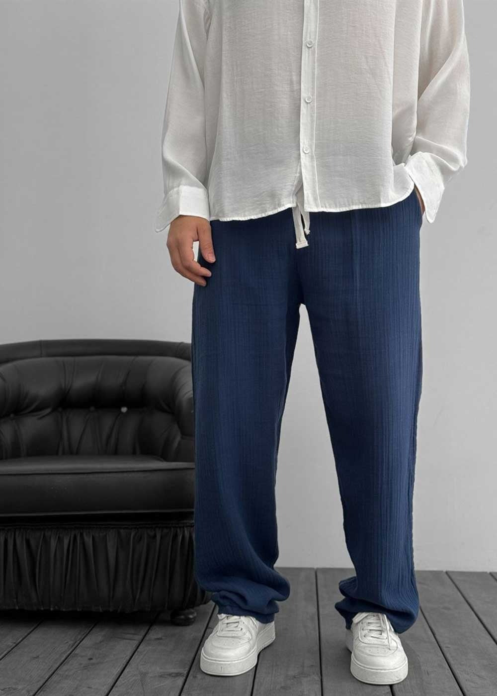 Παντελόνι Baggy Muslin Breeze – Navy Blue – 4