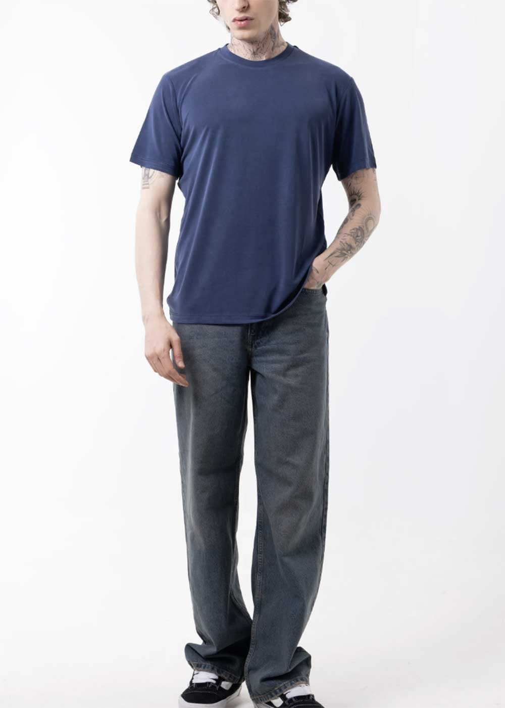 Modal Suprem T-Shirt Κανονικής Γραμμής – Indigo – 4