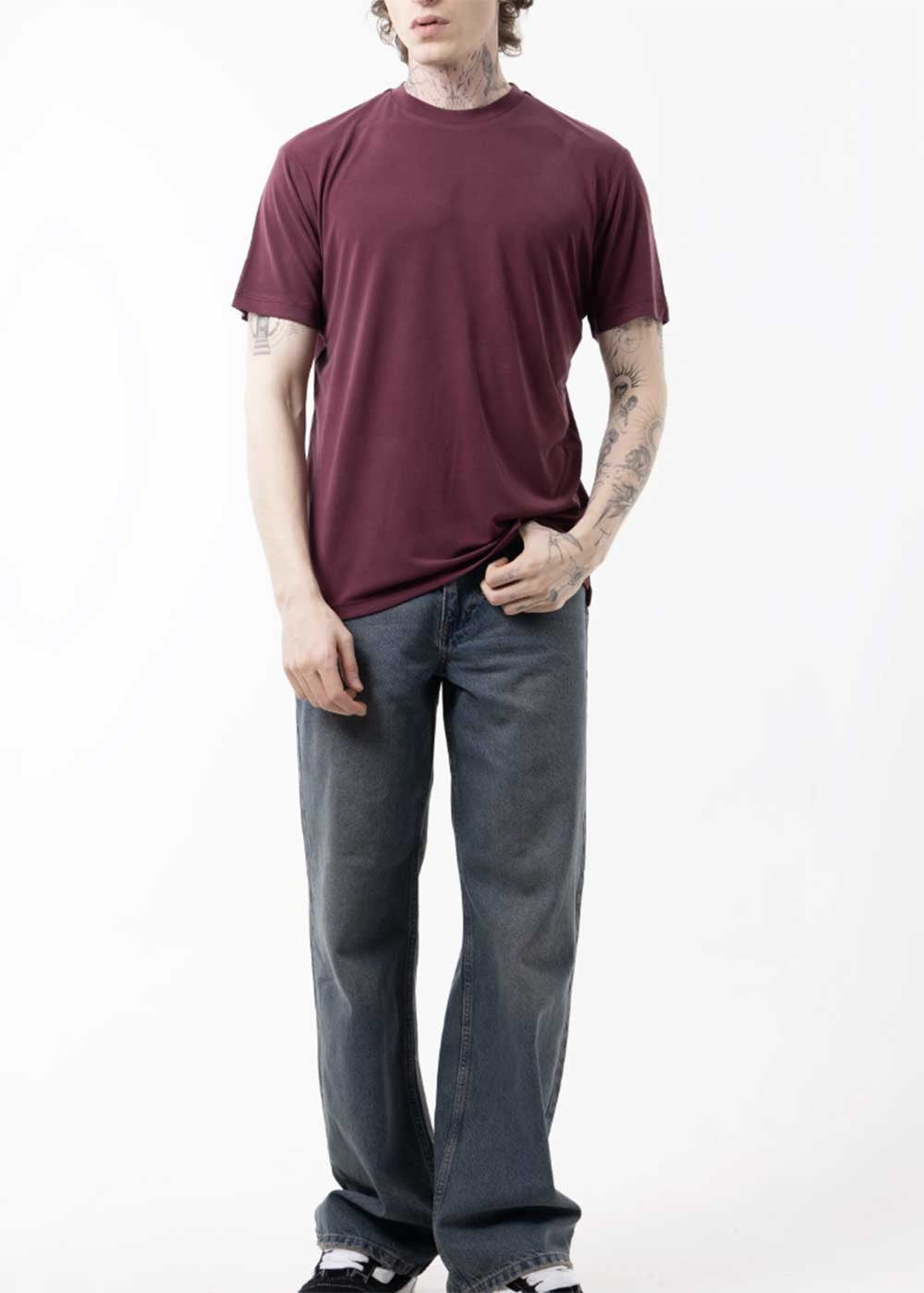 Modal Suprem T-Shirt Κανονικής Γραμμής – Μπορντό – 4