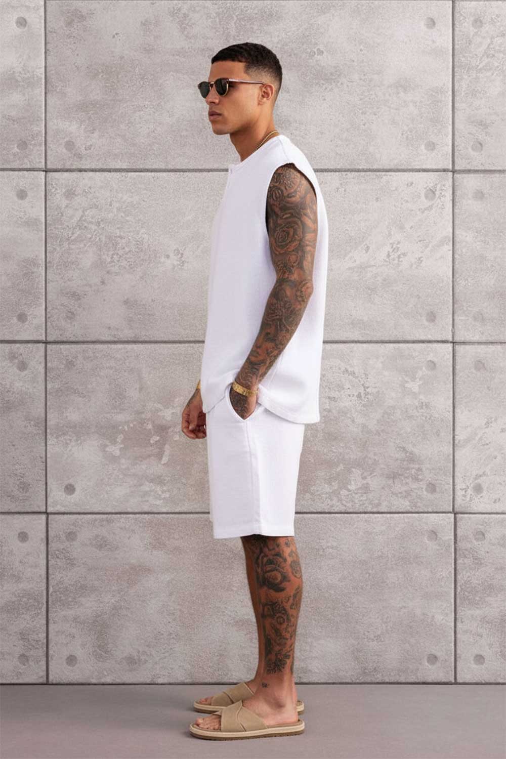 Σετ Co-ord Canvas Sleeveless Studio – Λευκό