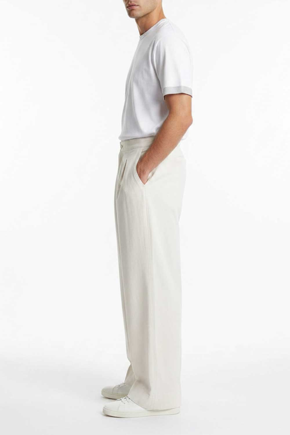 Παντελόνι Premium Modal-Blend Textured Stripe Studio – Λευκό