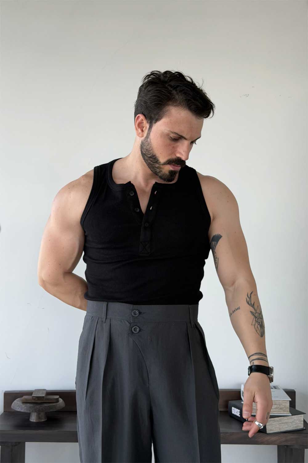 Nox Henley Tank Top - Μαύρο