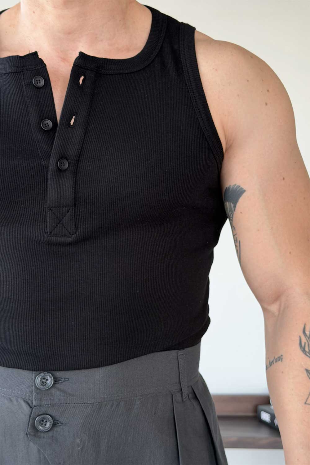 Nox Henley Tank Top - Μαύρο
