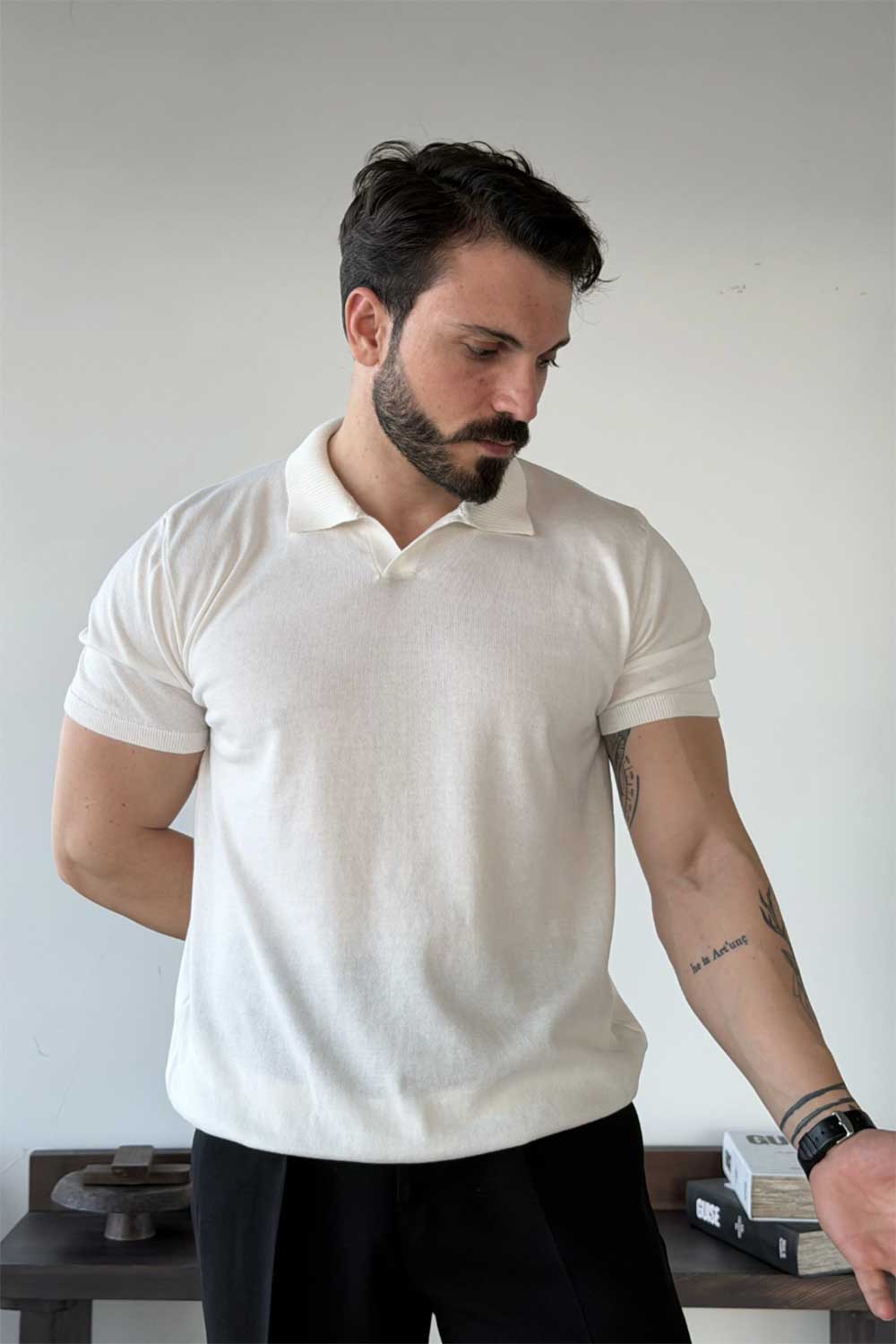 T-Shirt Knit Scallini Basic Studio –Λευκό