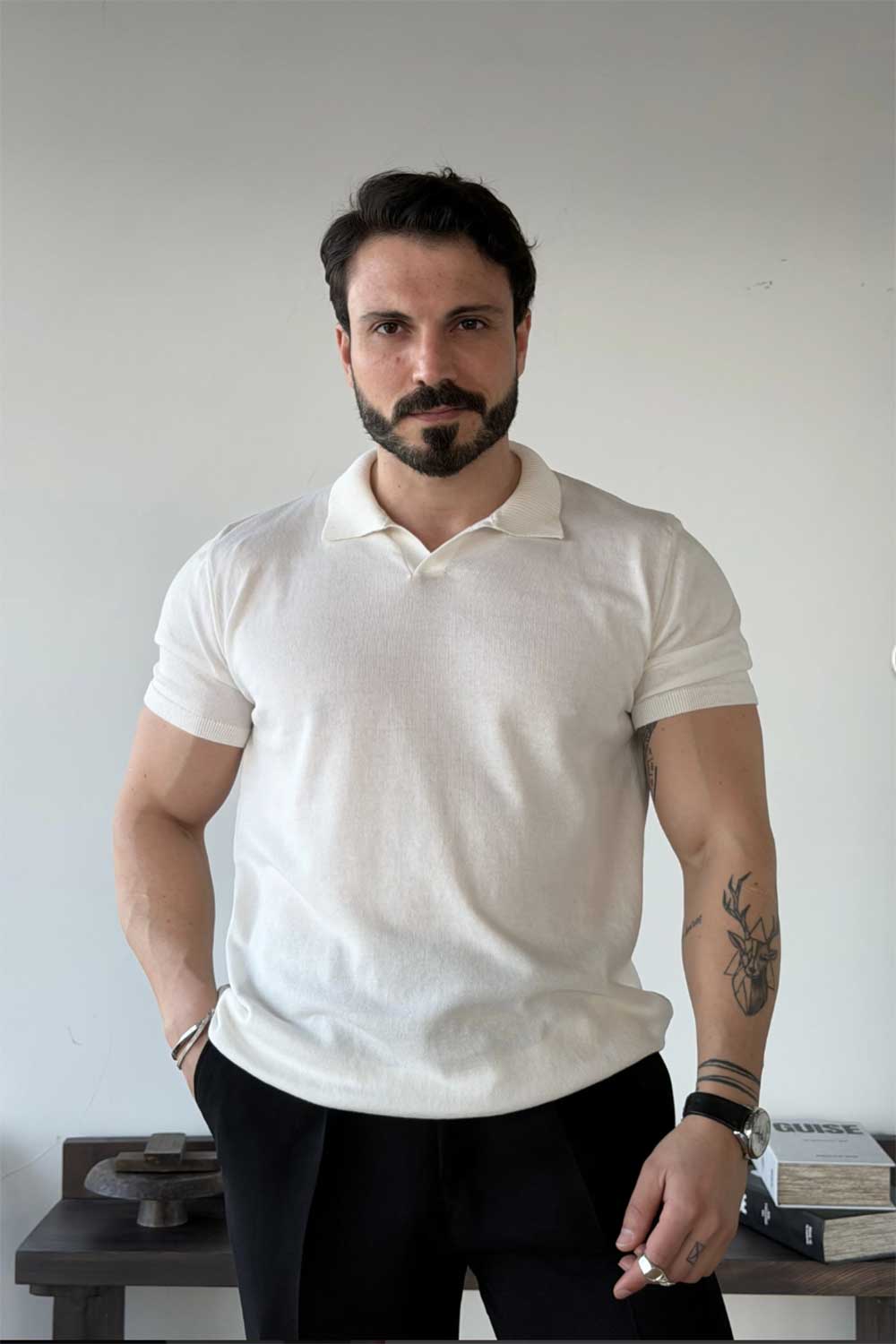 T-Shirt Knit Scallini Basic Studio –Λευκό