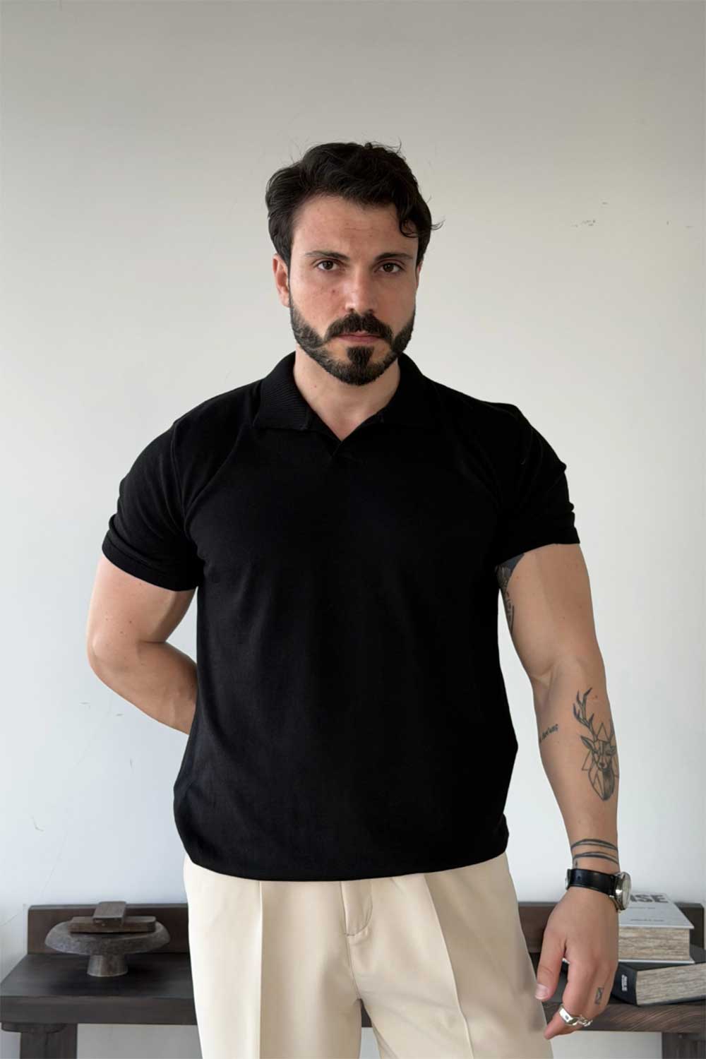 T-Shirt Knit Scallini Basic Studio – Μαύρο