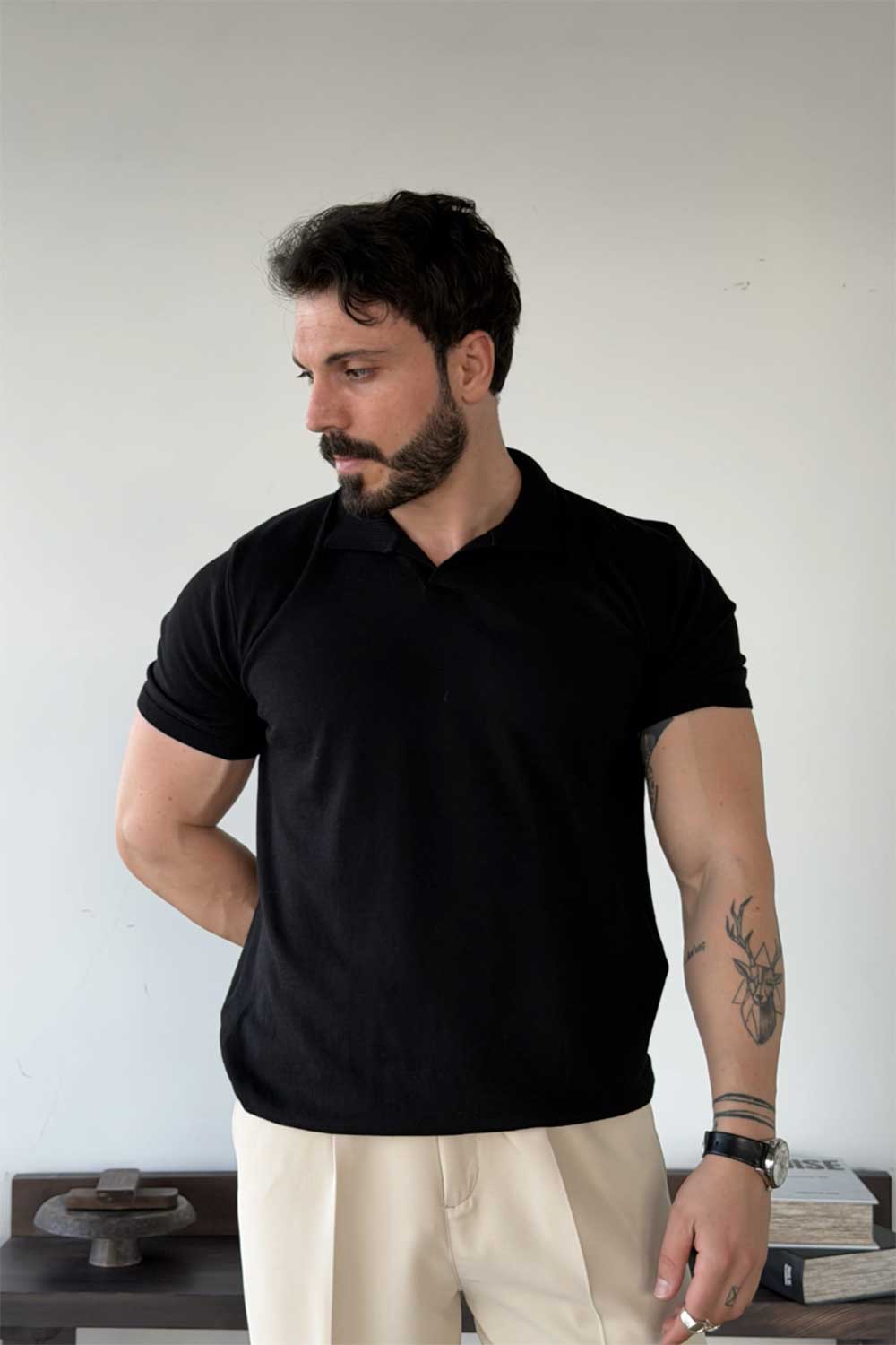 T-Shirt Knit Scallini Basic Studio – Μαύρο