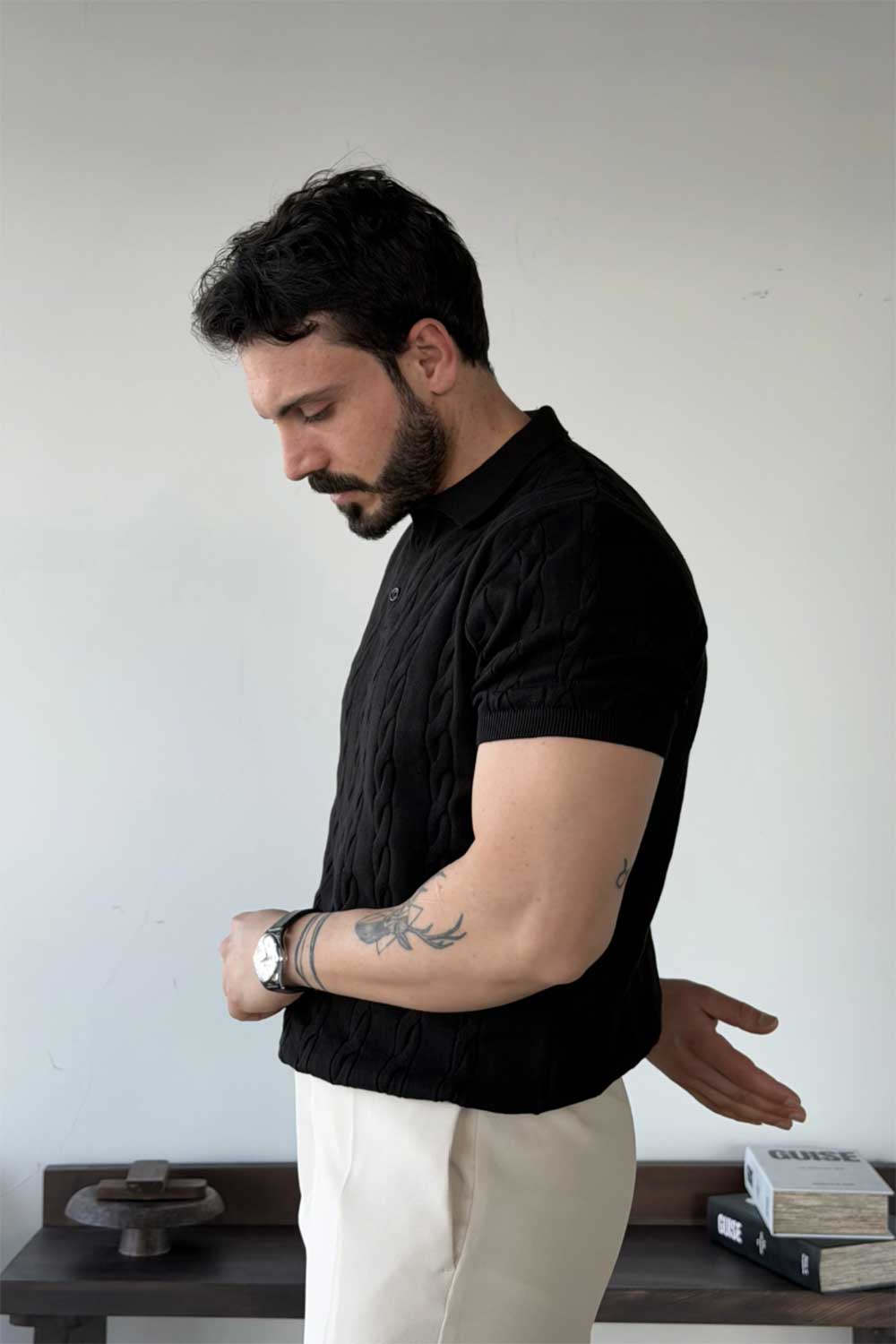 Polo T-Shirt Knit Cable-Authentic – Μαύρο