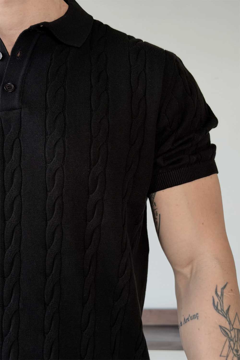 Polo T-Shirt Knit Cable-Authentic – Μαύρο