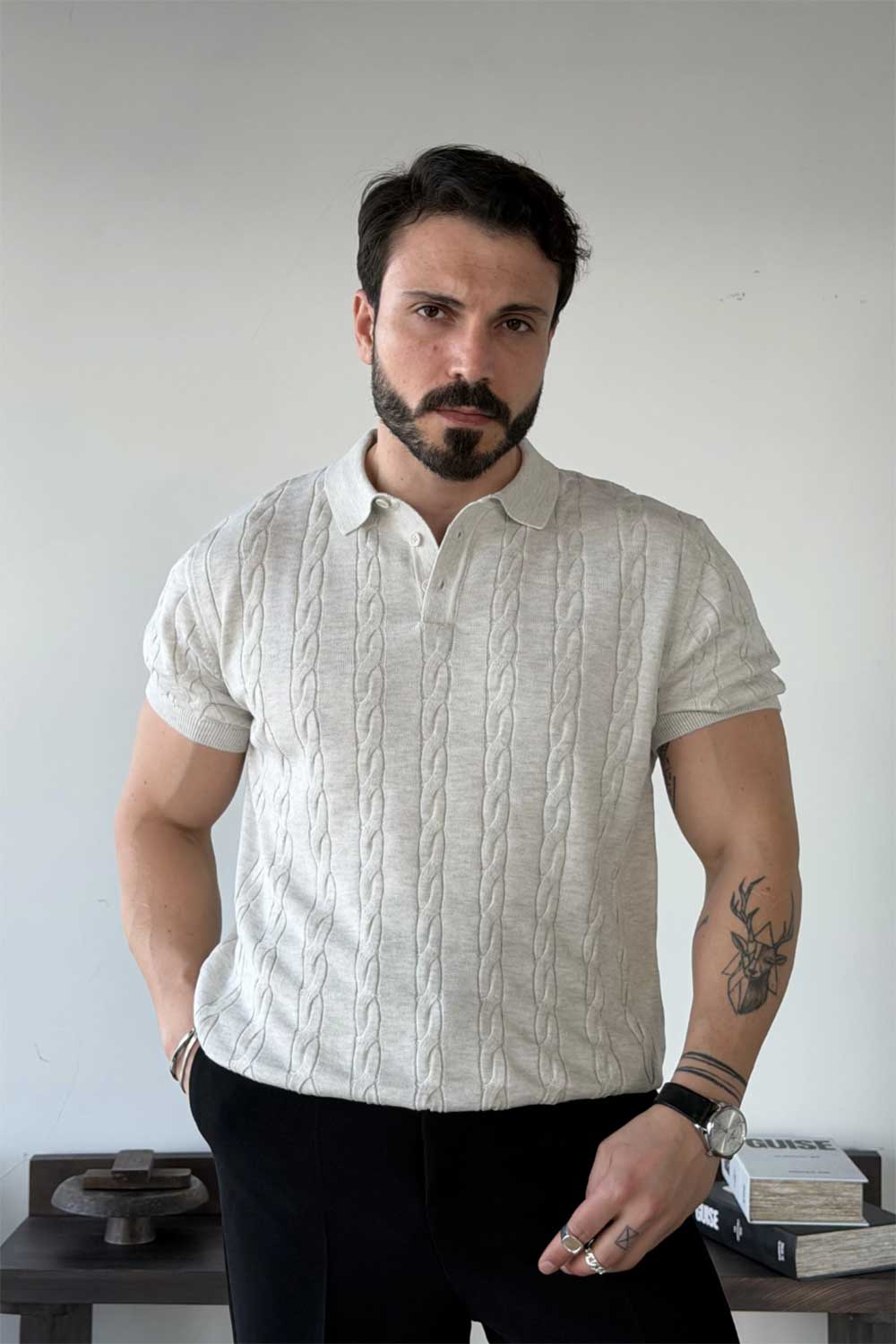 Polo T-Shirt Knit Cable-Authentic – Γκρι
