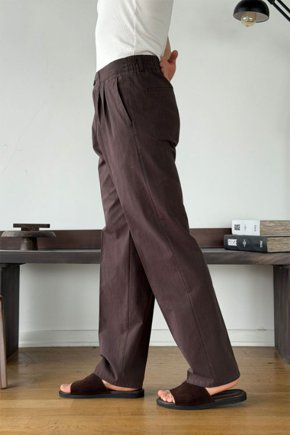 Παντελόνι Cotton-Linen Urban Pleated Studio – Καφέ
