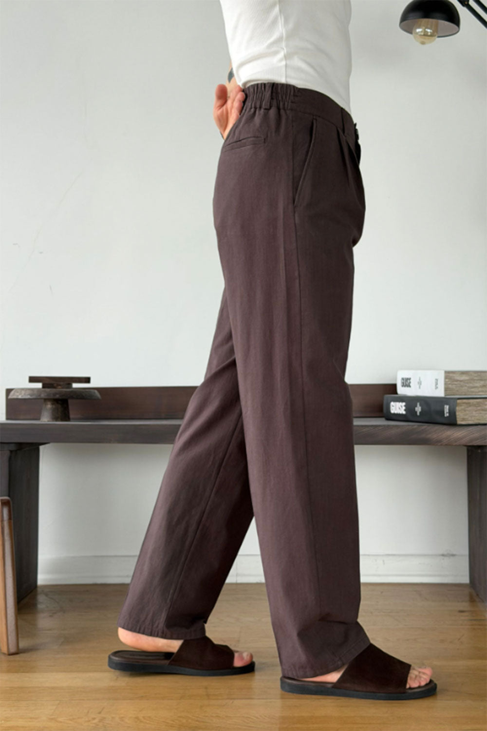 Παντελόνι Cotton-Linen Urban Pleated Studio – Καφέ