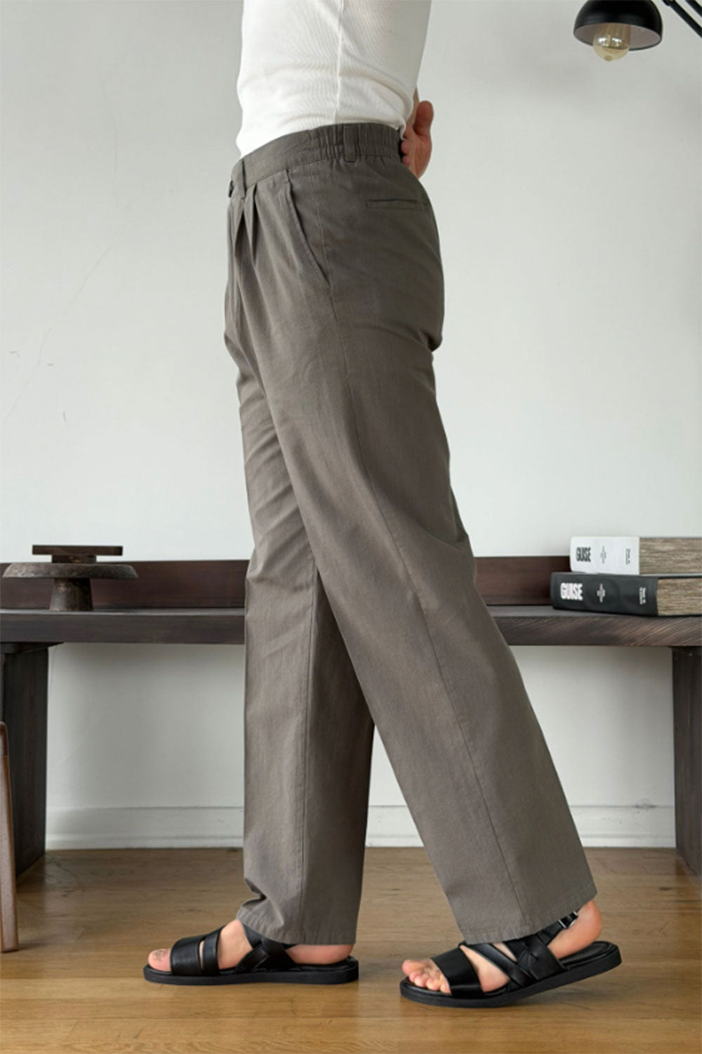 Παντελόνι Cotton-Linen Urban Pleated Studio – Χακί