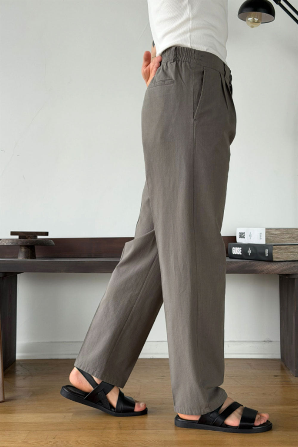 Παντελόνι Cotton-Linen Urban Pleated Studio – Χακί