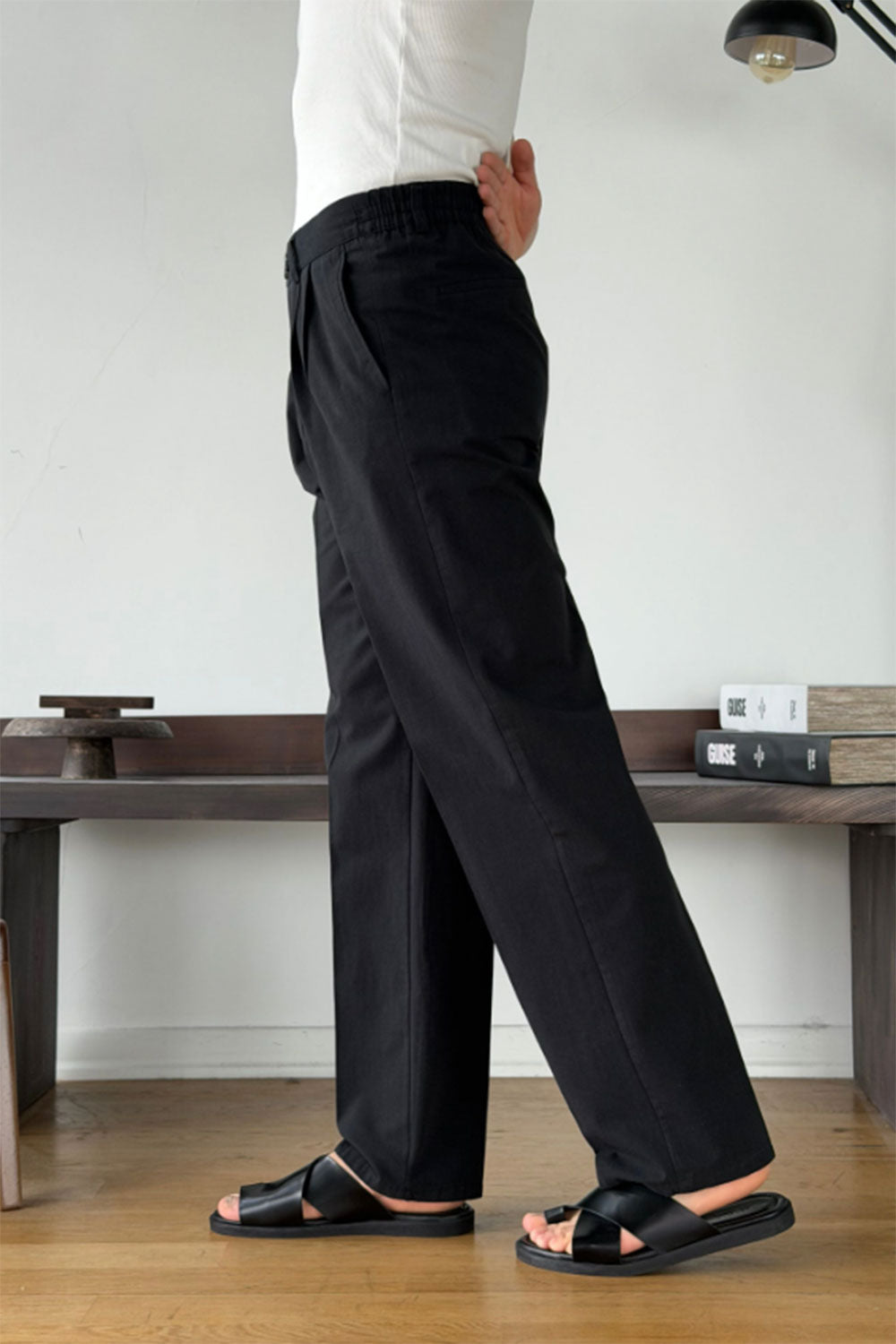 Παντελόνι Cotton-Linen Urban Pleated Studio – Μαύρο