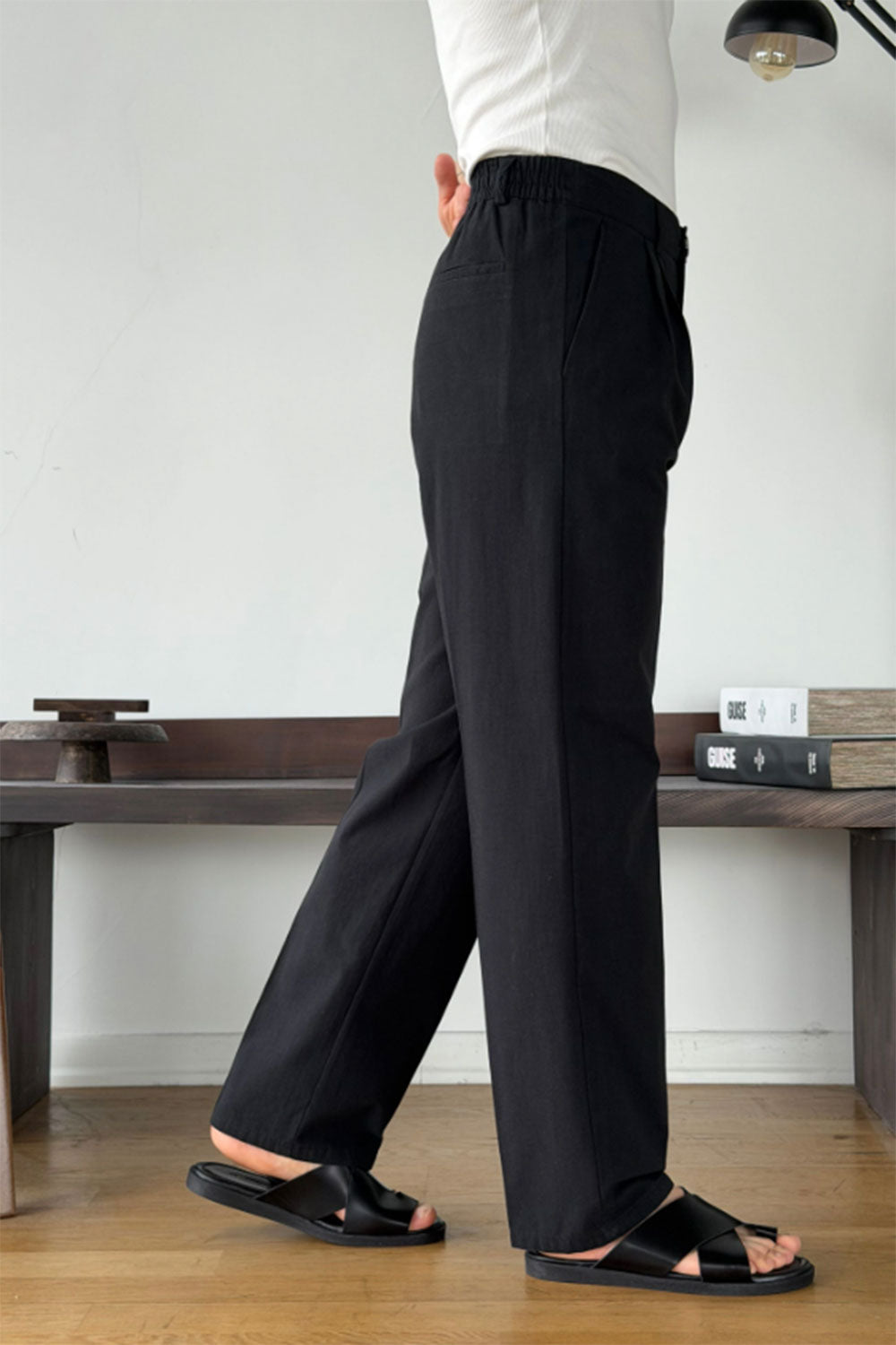 Παντελόνι Cotton-Linen Urban Pleated Studio – Μαύρο