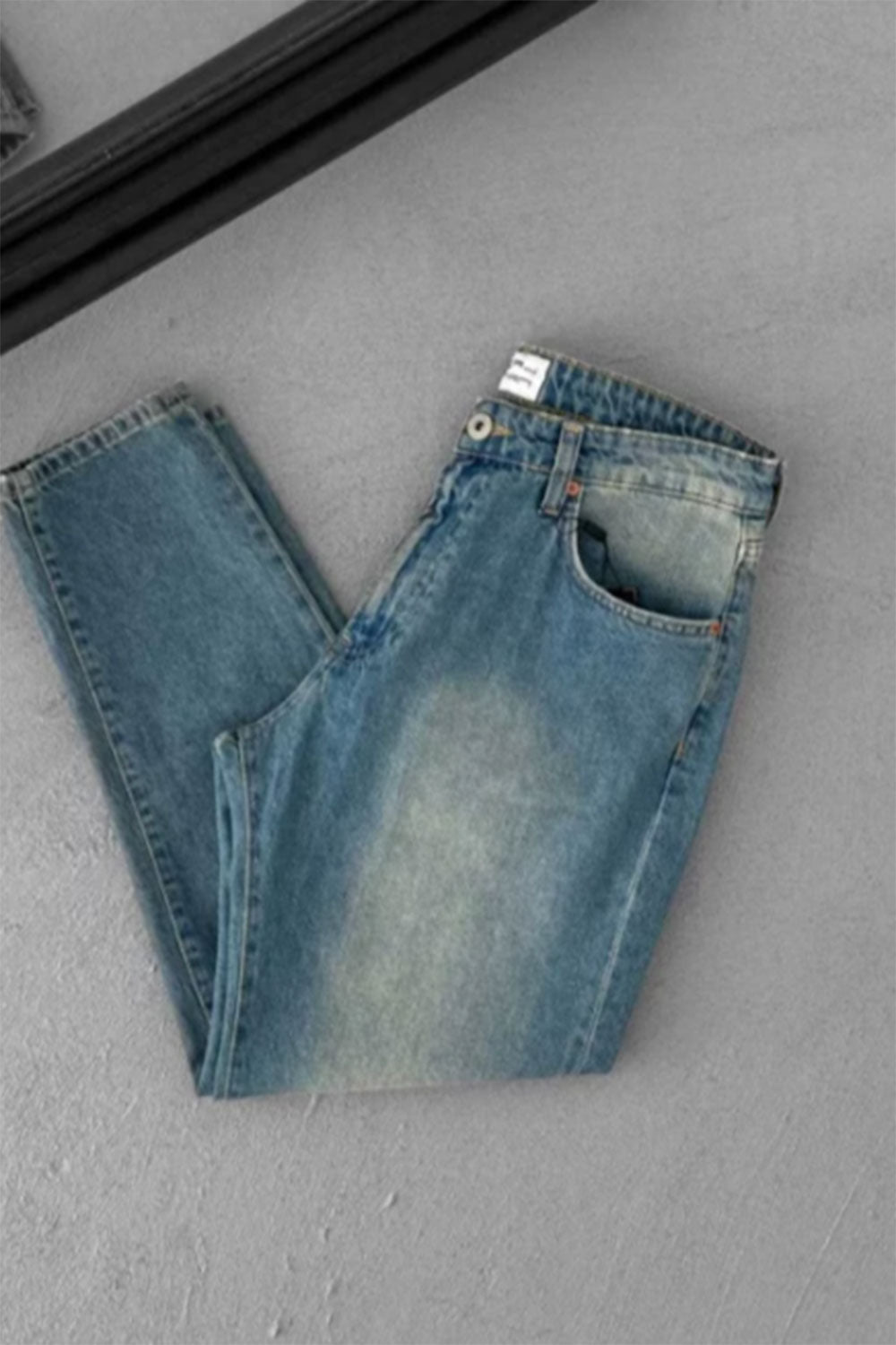 Παντελόνι Τζιν Loose Fit Με Φθαρμένη Όψη Ξεβαμμένο – Μπλε