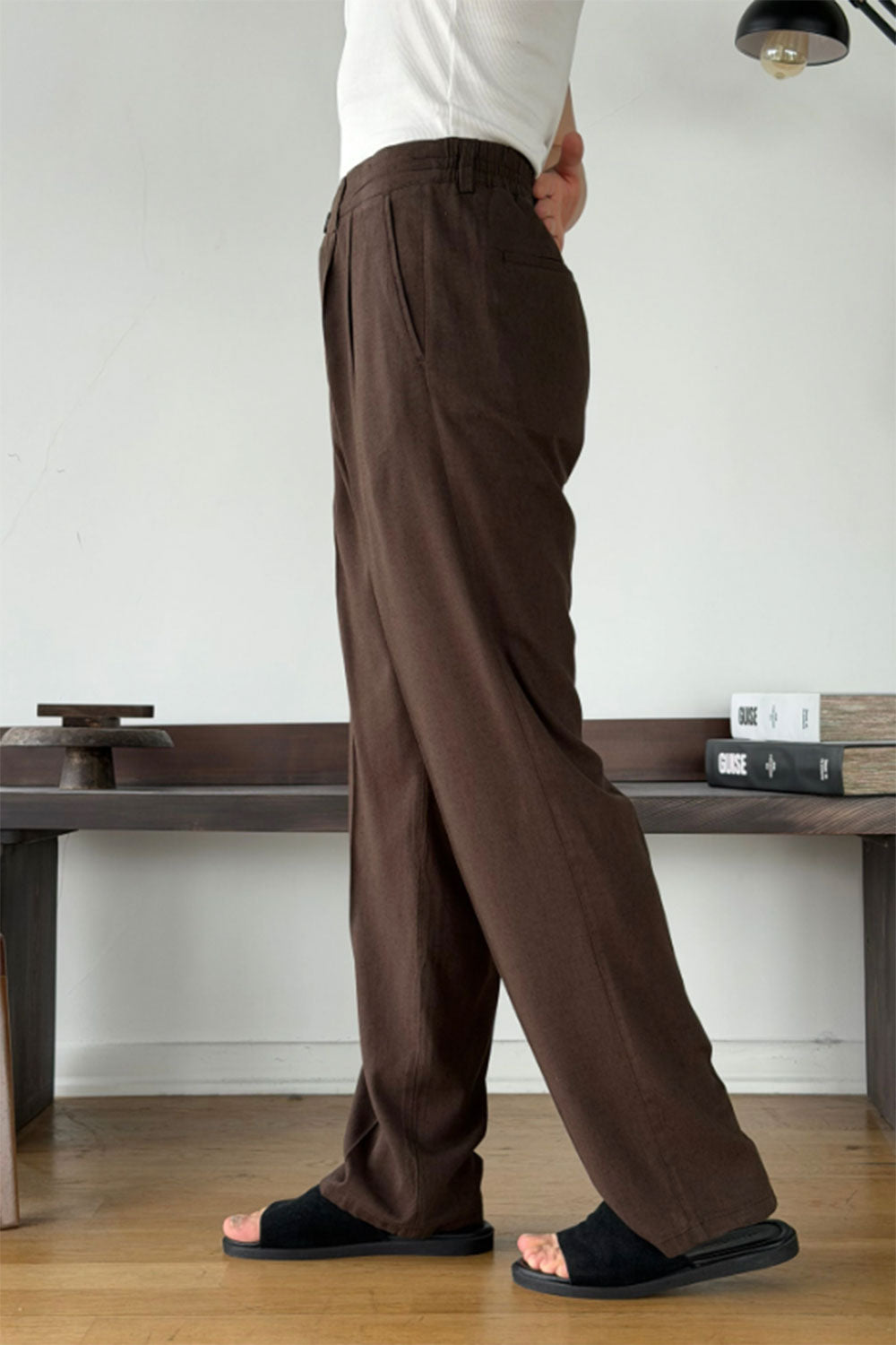 Παντελόνι Cotton-Linen Urban Pleated Studio – Καφέ