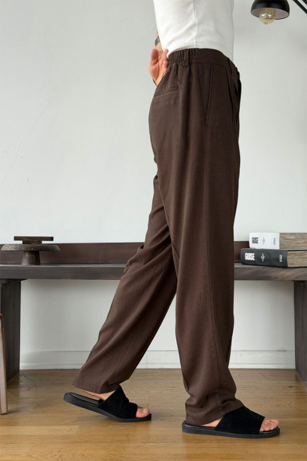 Παντελόνι Cotton-Linen Urban Pleated Studio – Καφέ