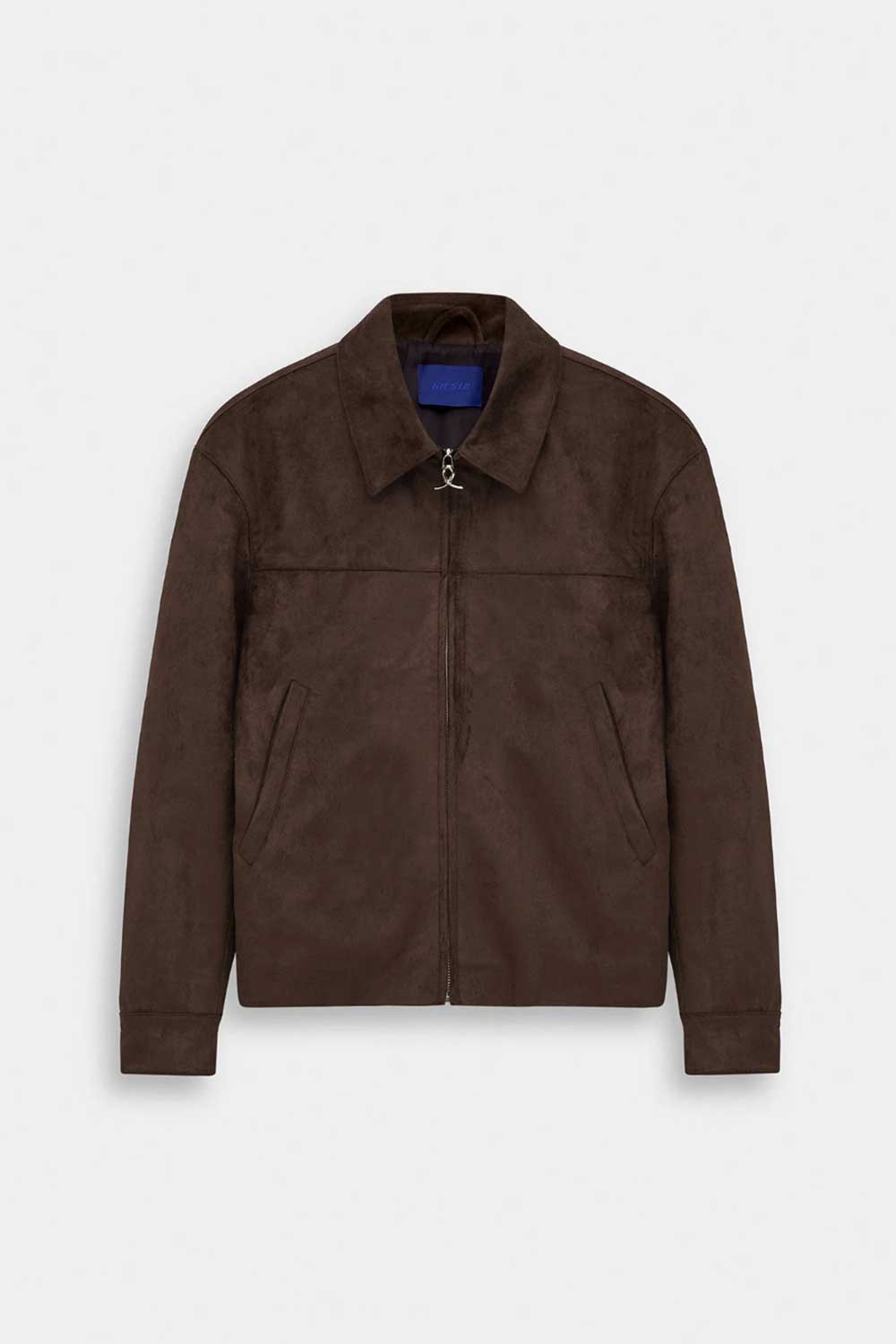 Ανδρικό Suede Jacket με Φερμουάρ – Καφέ