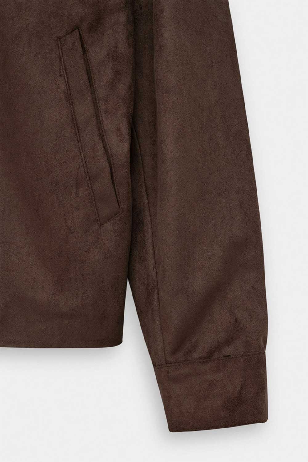 Ανδρικό Suede Jacket με Φερμουάρ – Καφέ
