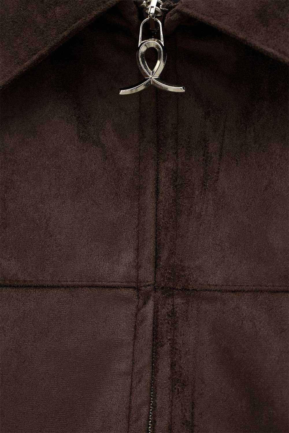 Ανδρικό Suede Jacket με Φερμουάρ – Καφέ