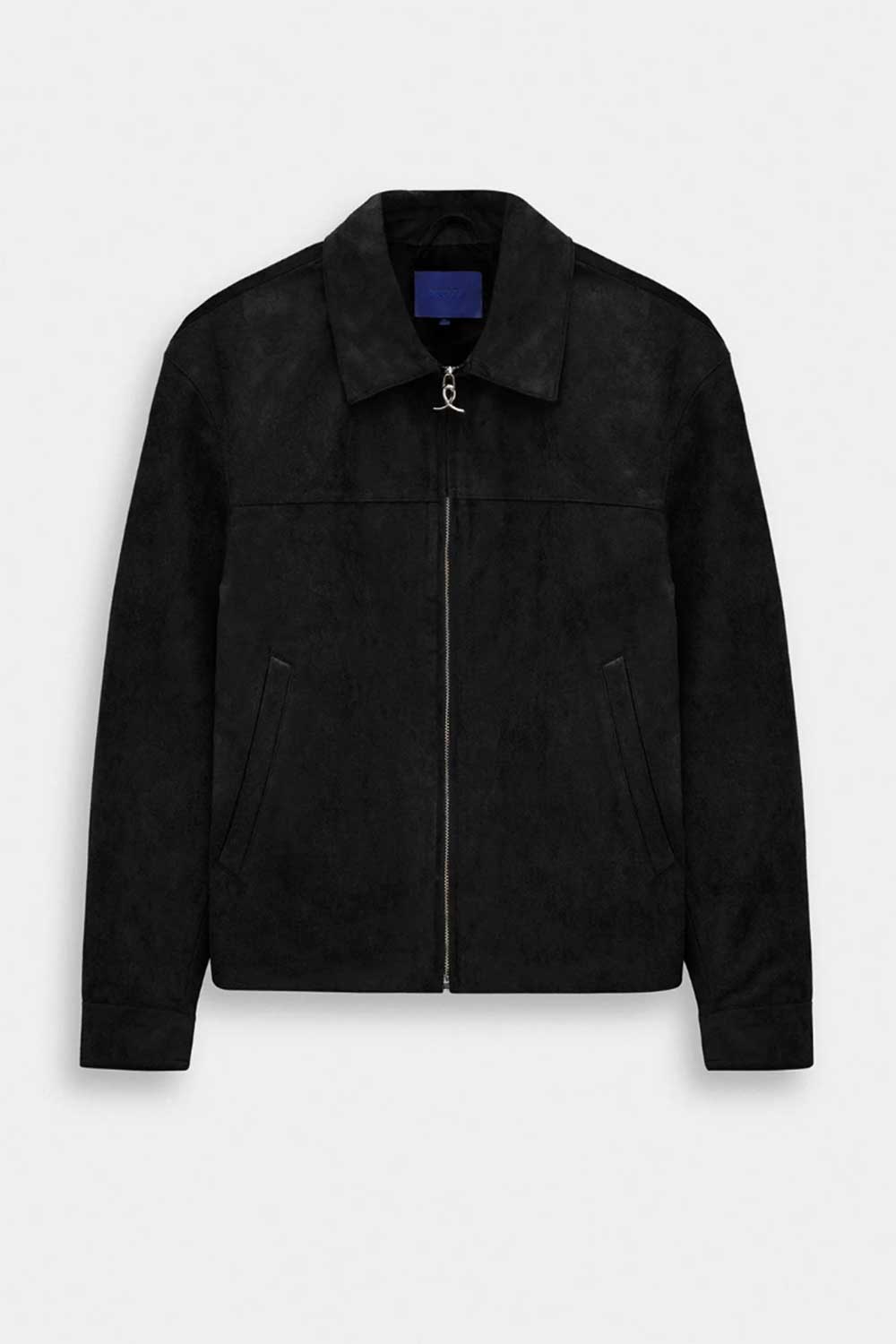 Ανδρικό Suede Jacket με Φερμουάρ – Μαύρο