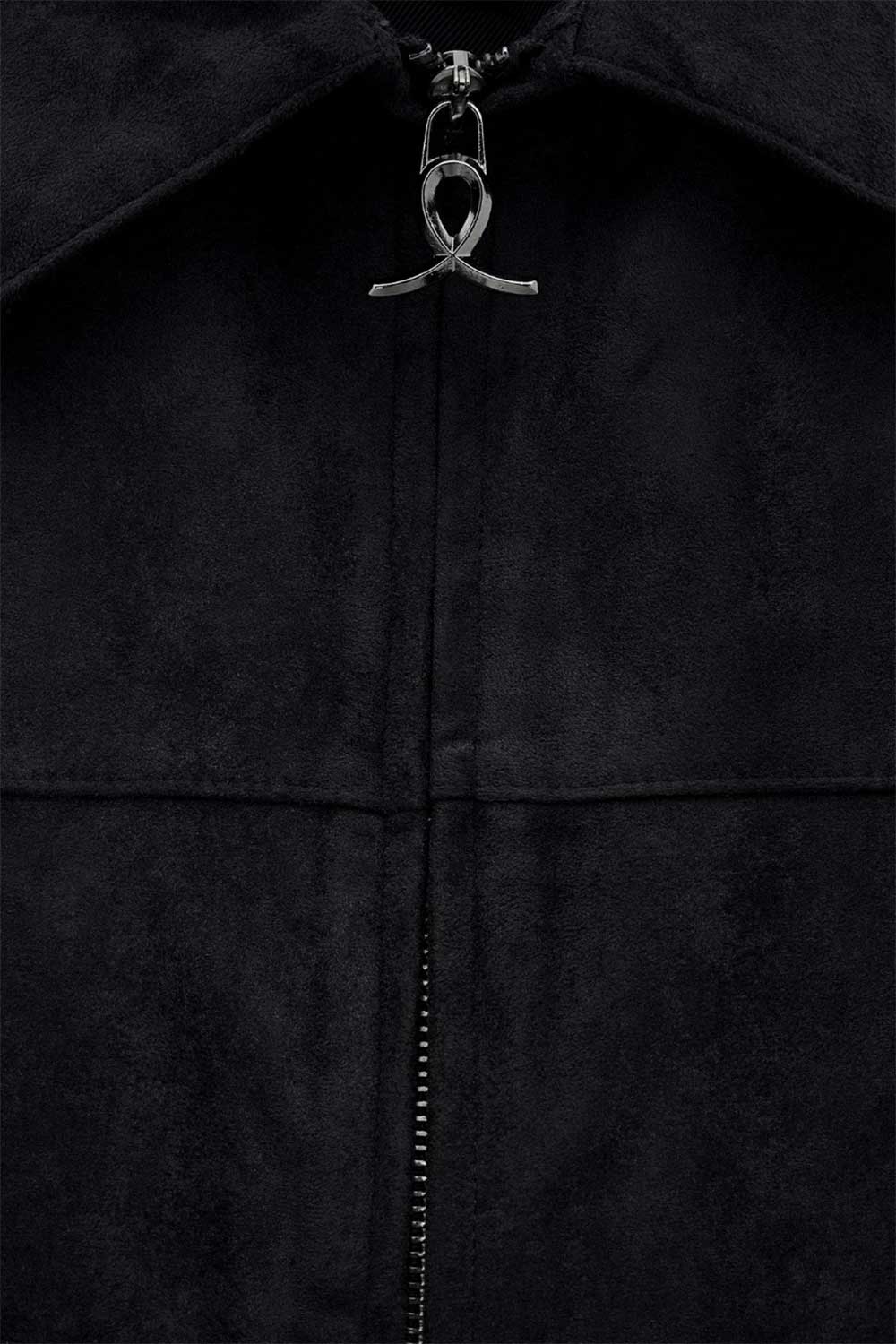 Ανδρικό Suede Jacket με Φερμουάρ – Μαύρο