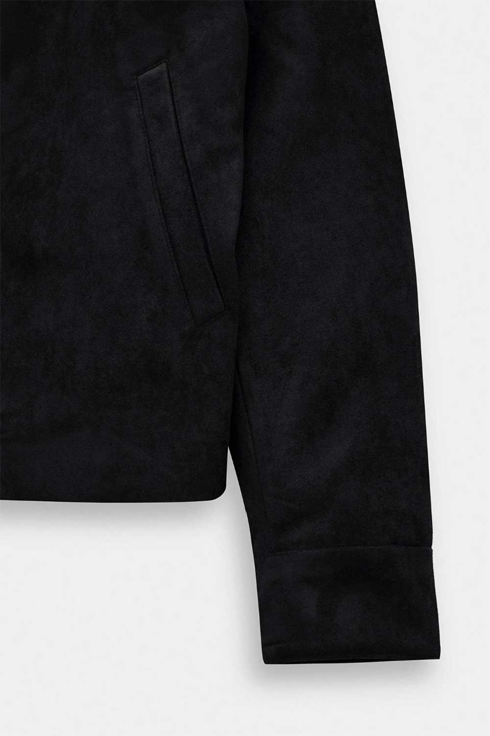 Ανδρικό Suede Jacket με Φερμουάρ – Μαύρο