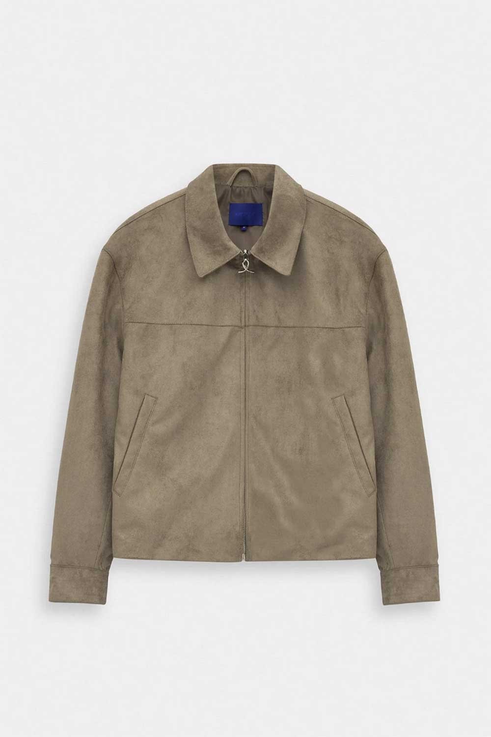 Ανδρικό Suede Jacket με Φερμουάρ – Βιζόν