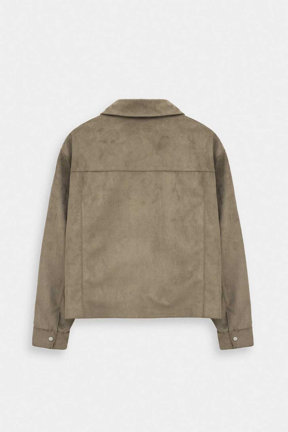 Ανδρικό Suede Jacket με Φερμουάρ – Βιζόν