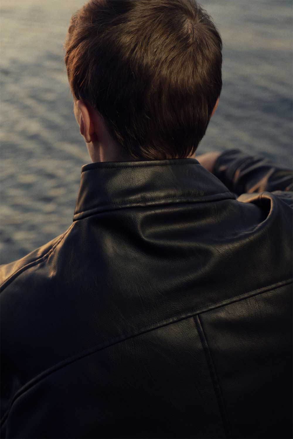 Ανδρικό Leather Kimono Jacket με Ζώνη – Μαύρο