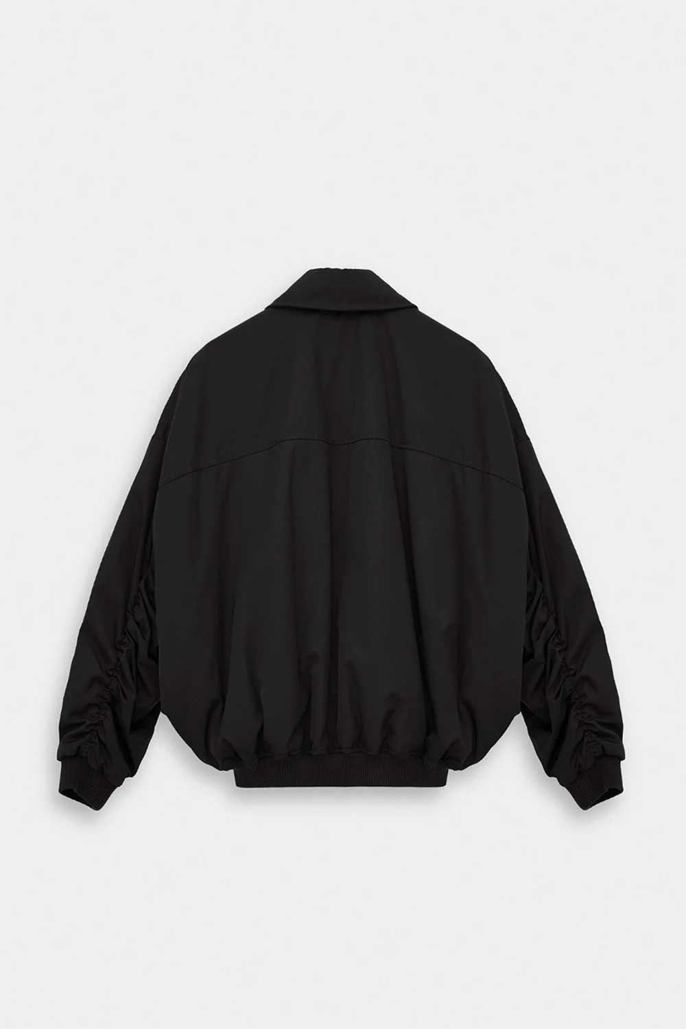 Ανδρικό Puffer Bomber Jacket με Φαρδιά Μανίκια – Μαύρο