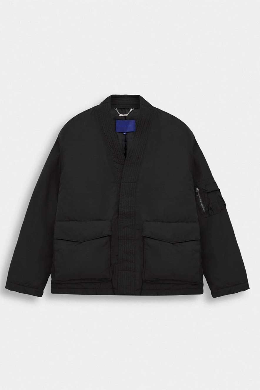 Ανδρικό Kimono Bomber Jacket με Ψηλό Γιακά – Μαύρο