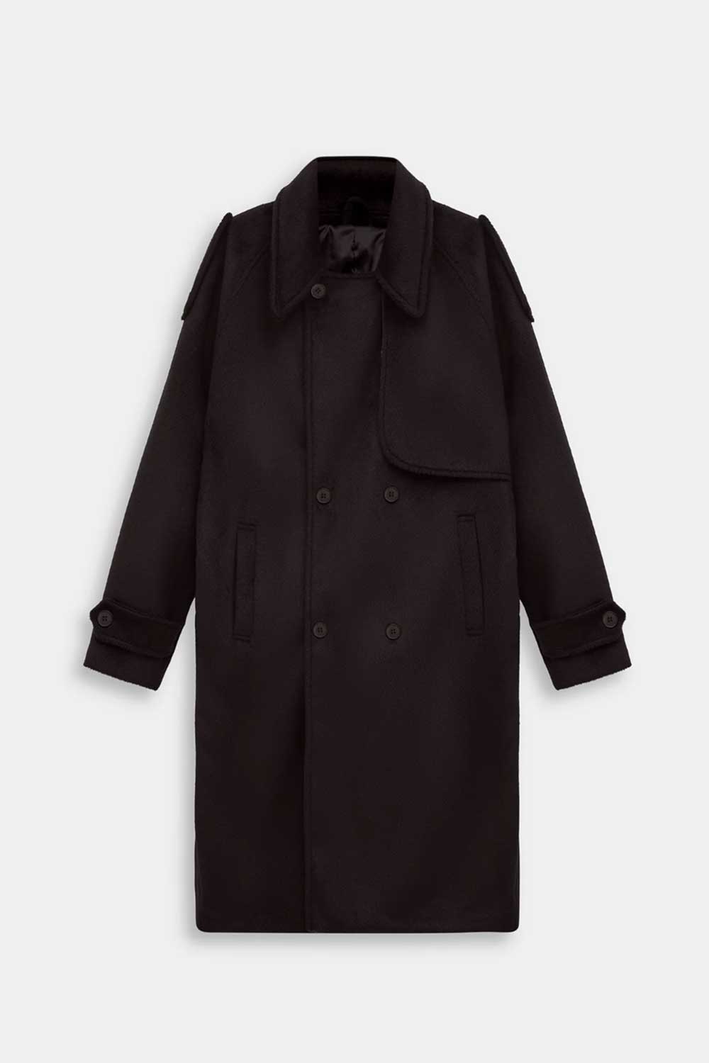 Ανδρικό Μακρύ Παλτό Oversized με Σταυρωτό Κούμπωμα – Καφέ