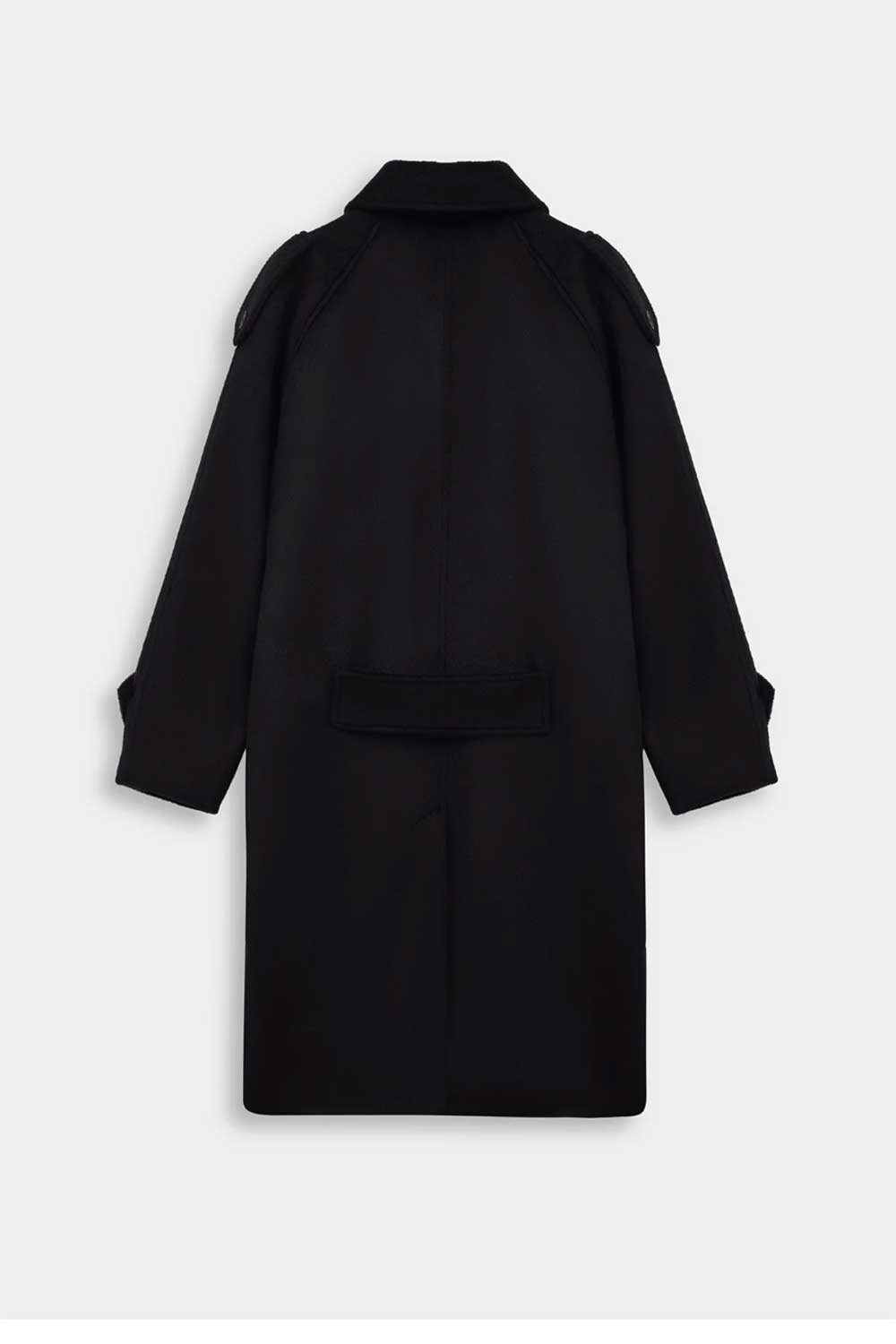 Ανδρικό Μακρύ Παλτό Oversized με Σταυρωτό Κούμπωμα – Μαύρο