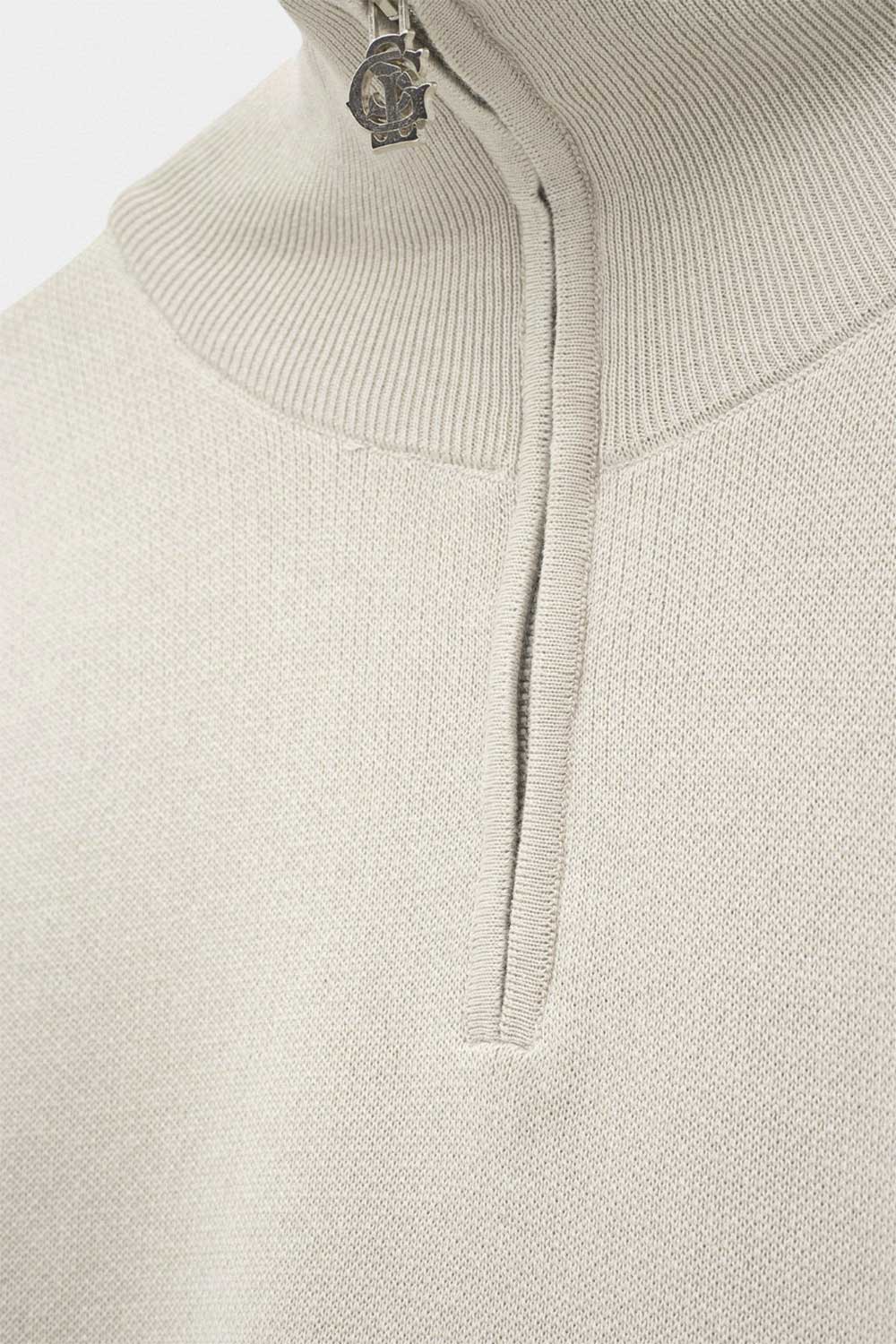 Ανδρική Πλεκτή Μπλούζα Half Zip με Ψηλό Γιακά – Γκρι Του Πάγου