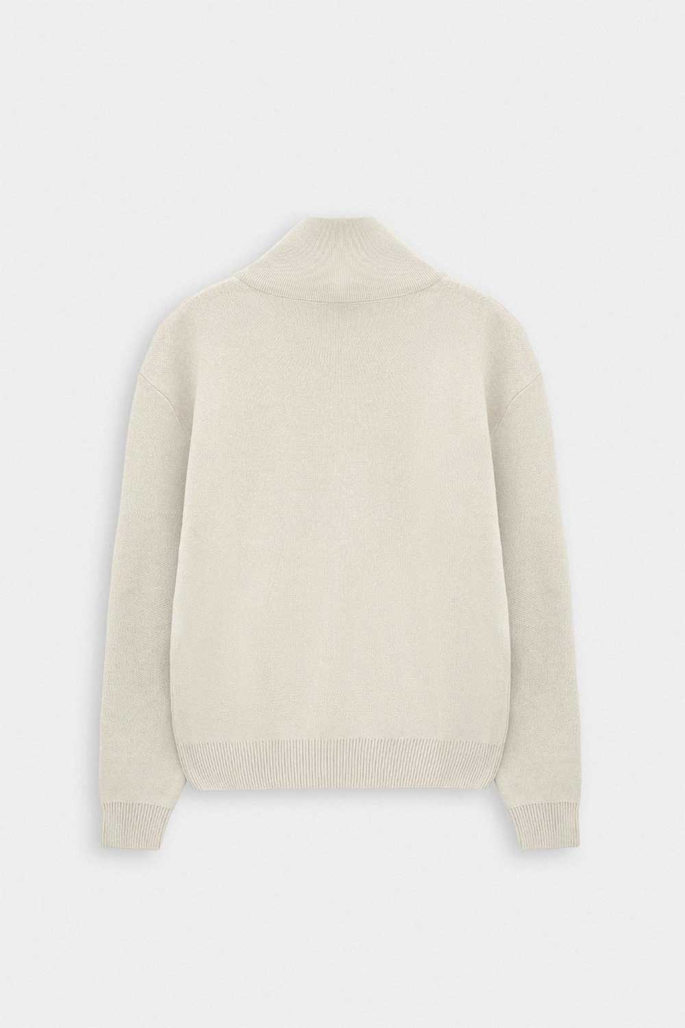 Ανδρική Πλεκτή Μπλούζα Half Zip με Ψηλό Γιακά – Γκρι Του Πάγου