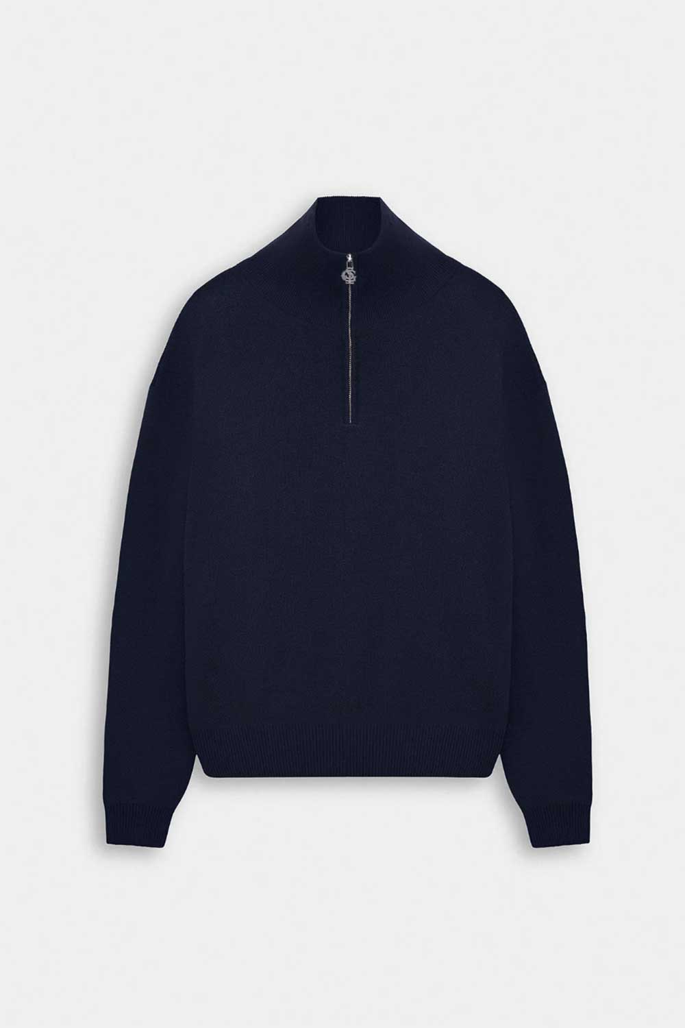 Ανδρική Πλεκτή Μπλούζα Half Zip με Ψηλό Γιακά – Σκούρο Μπλε