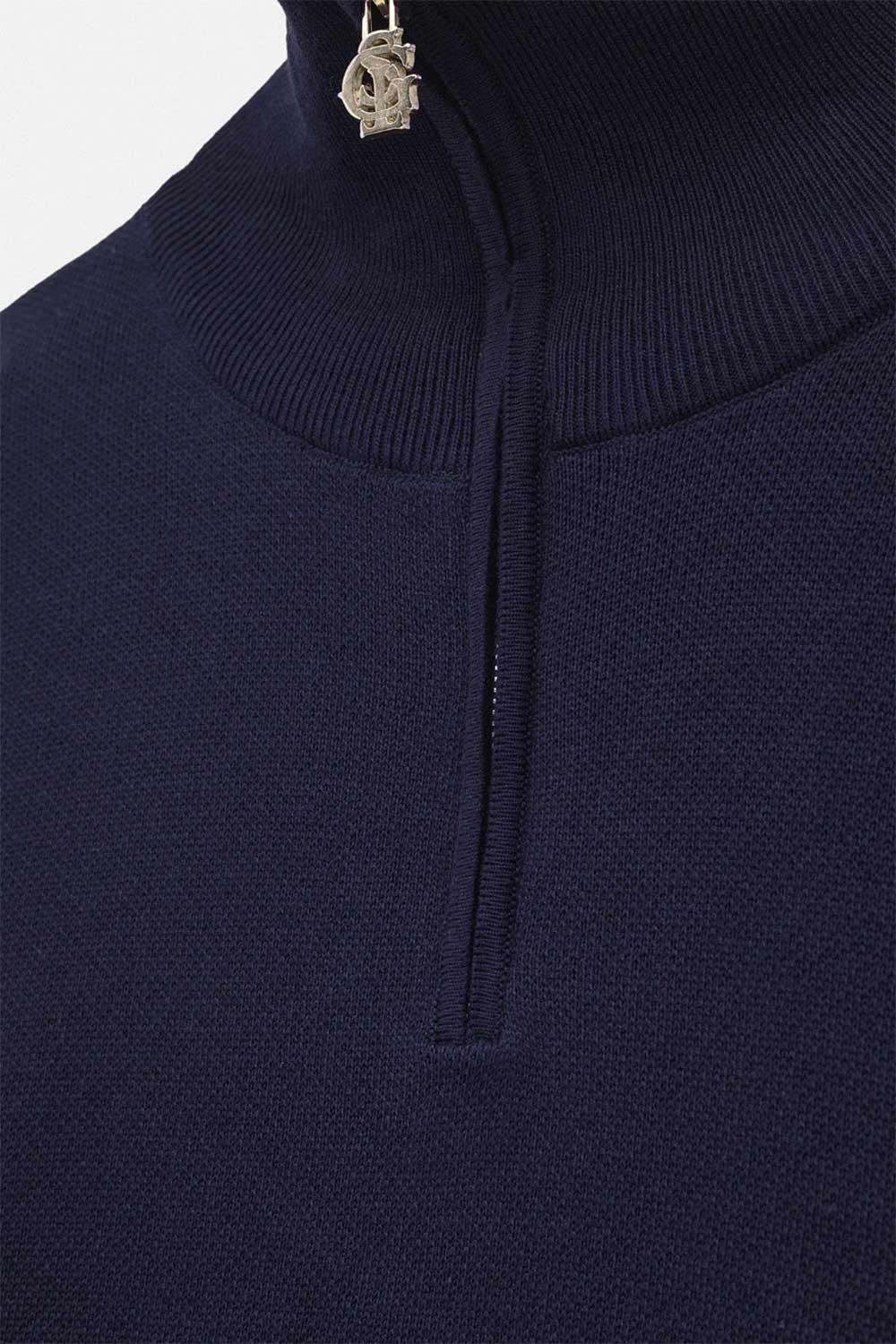 Ανδρική Πλεκτή Μπλούζα Half Zip με Ψηλό Γιακά – Σκούρο Μπλε