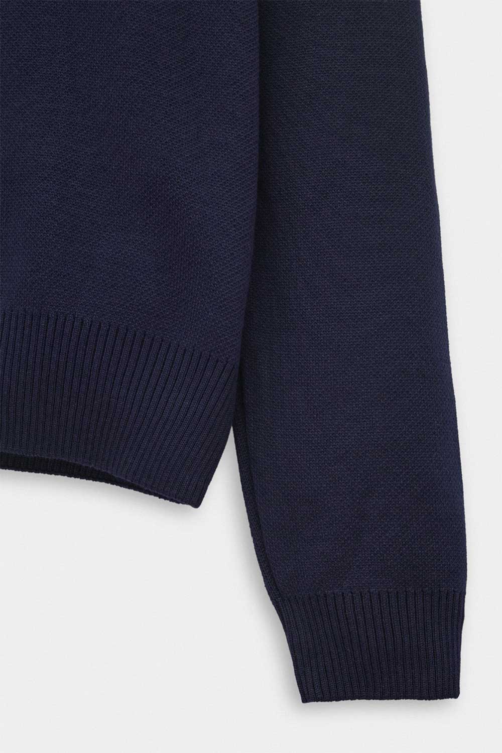 Ανδρική Πλεκτή Μπλούζα Half Zip με Ψηλό Γιακά – Σκούρο Μπλε