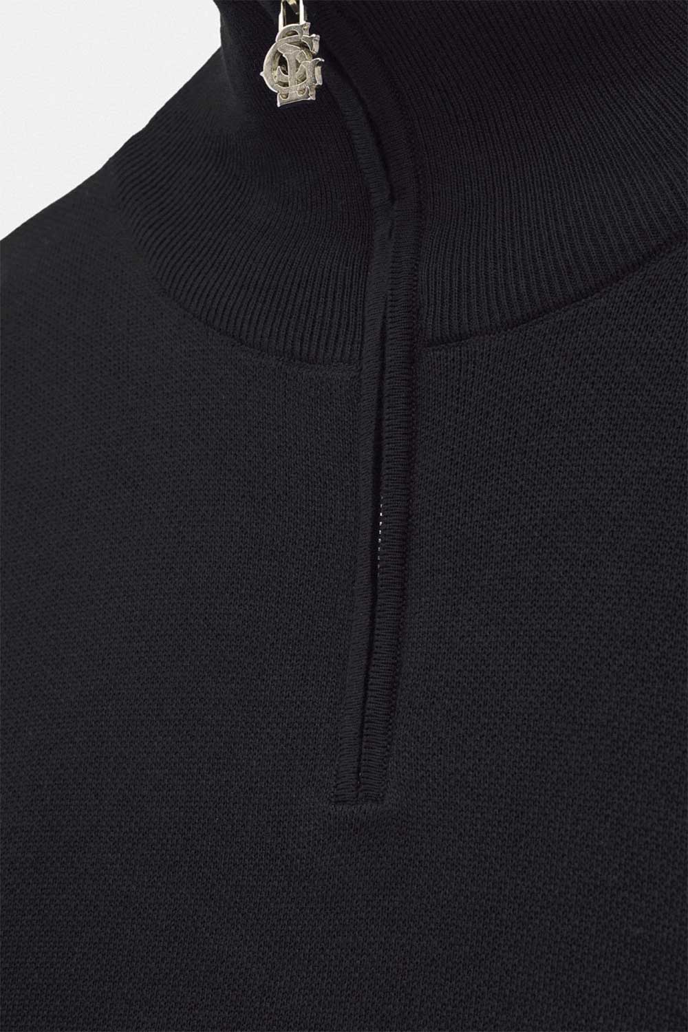 Ανδρική Πλεκτή Μπλούζα Half Zip με Ψηλό Γιακά – Μαύρο
