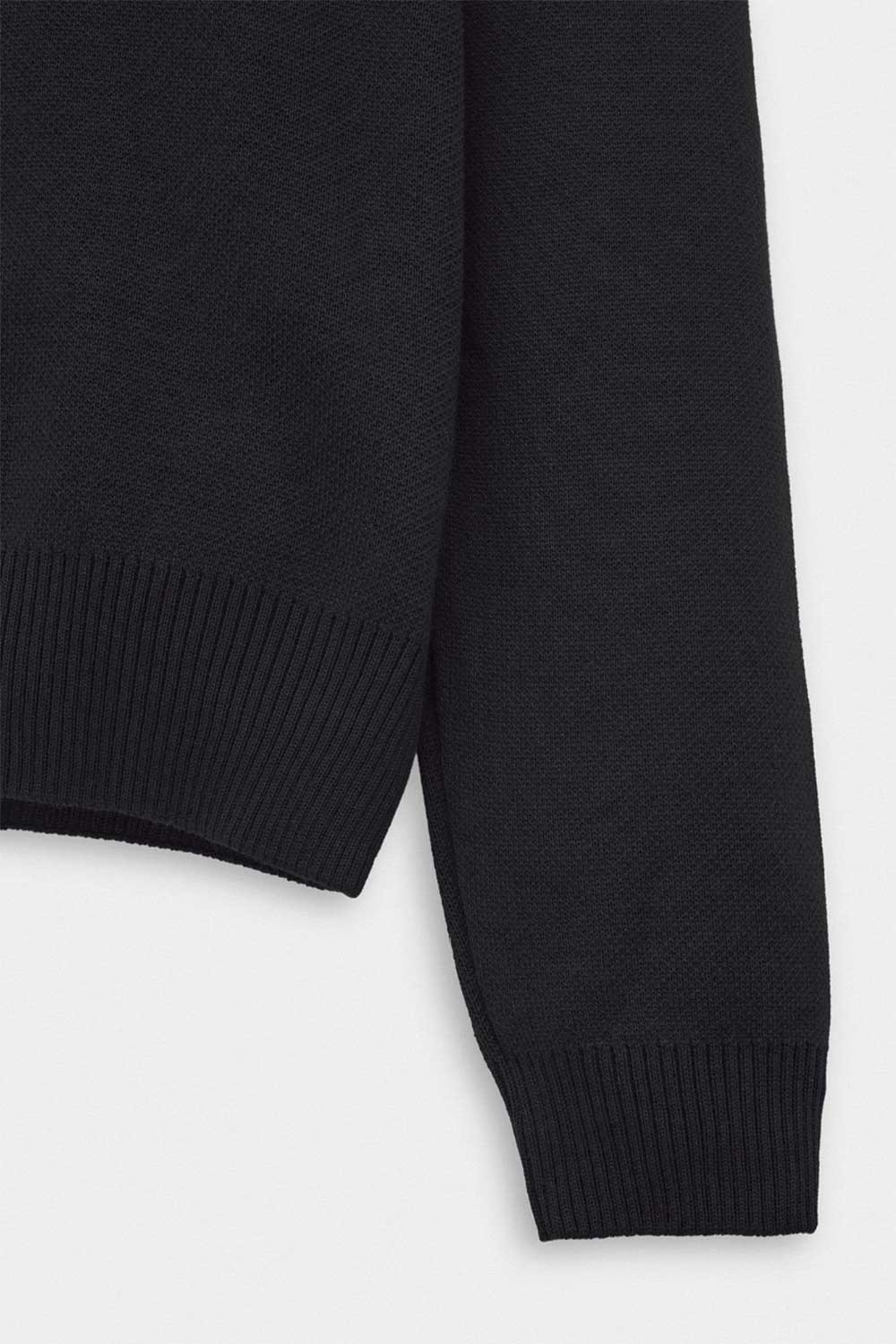 Ανδρική Πλεκτή Μπλούζα Half Zip με Ψηλό Γιακά – Μαύρο