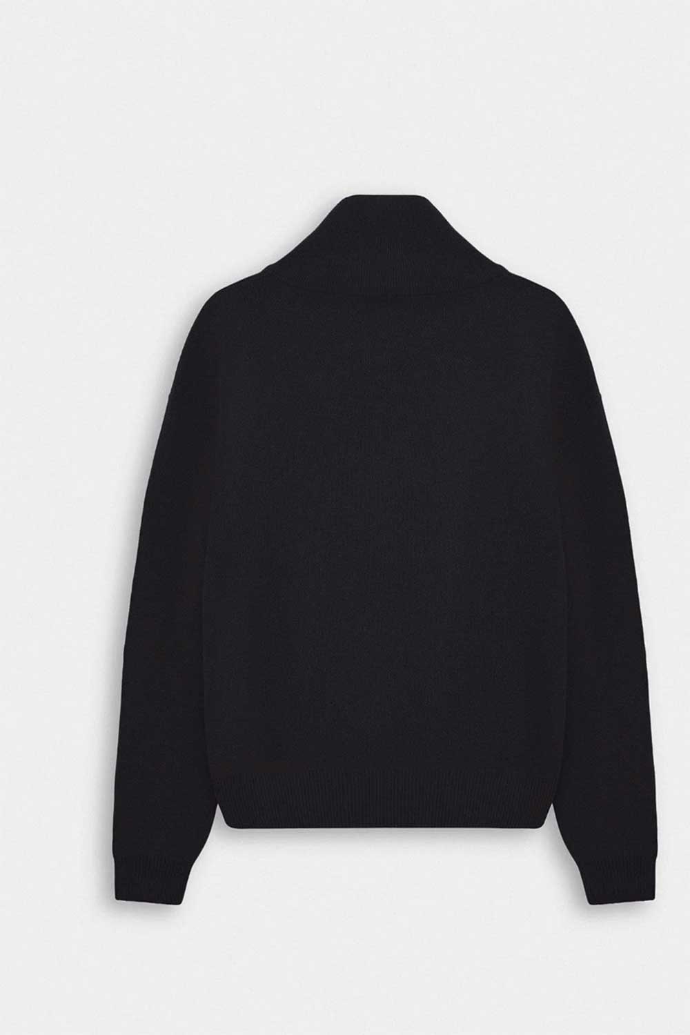 Ανδρική Πλεκτή Μπλούζα Half Zip με Ψηλό Γιακά – Μαύρο