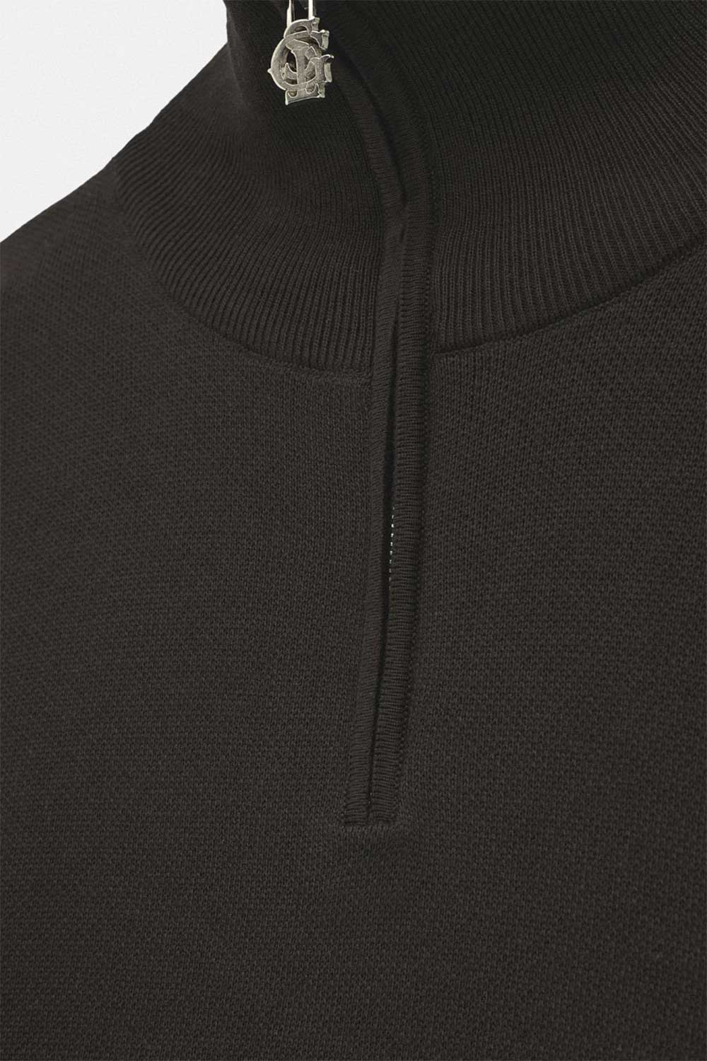 Ανδρική Πλεκτή Μπλούζα Half Zip με Ψηλό Γιακά – Καφέ