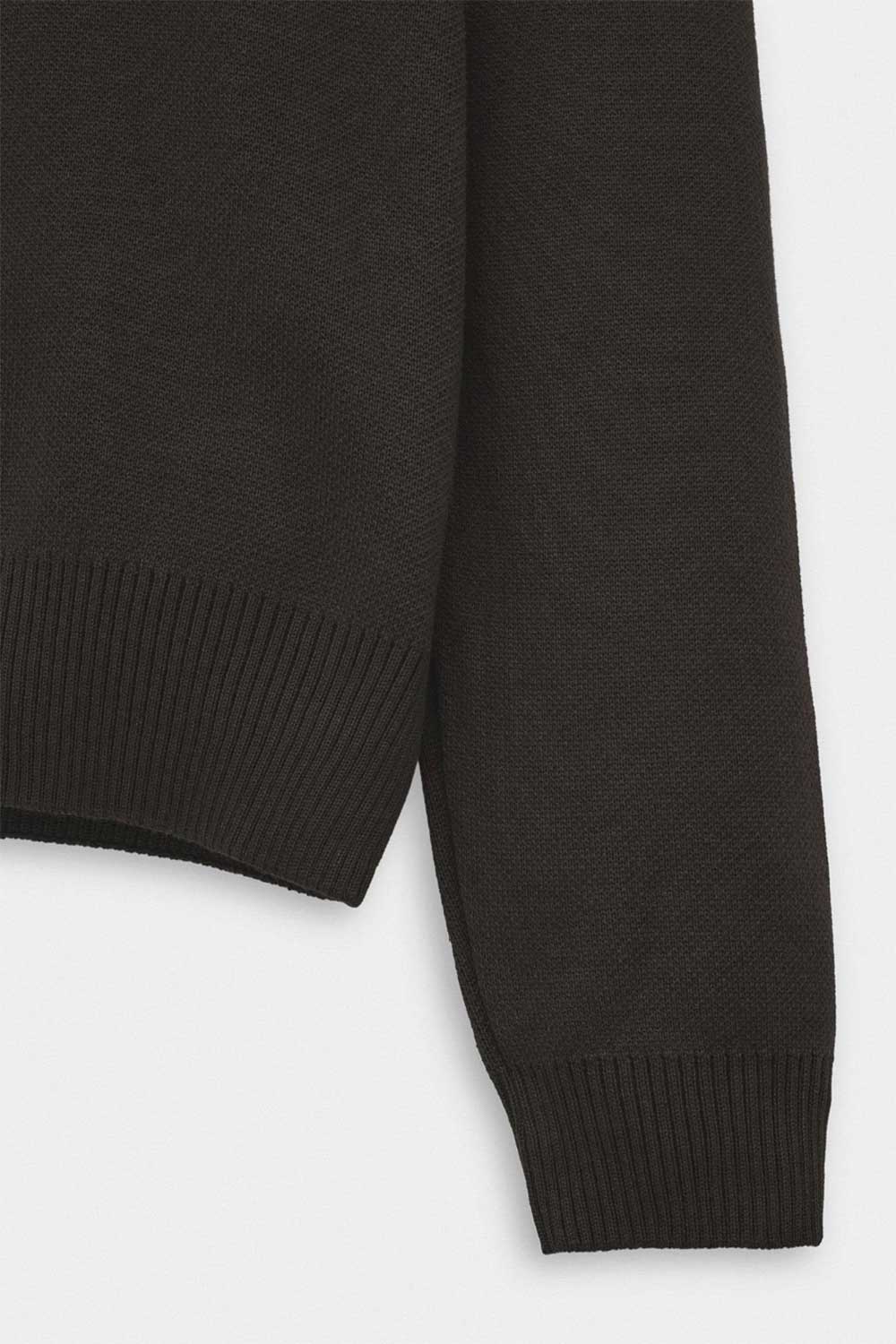 Ανδρική Πλεκτή Μπλούζα Half Zip με Ψηλό Γιακά – Καφέ