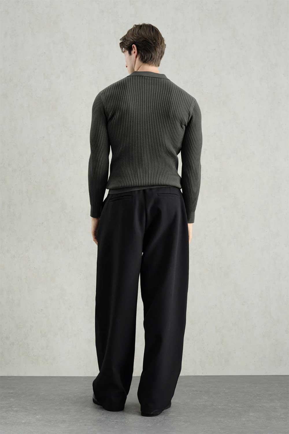 Ανδρική Πλεκτή Μπλούζα Polo Slim Fit με Κουμπιά – Χακί